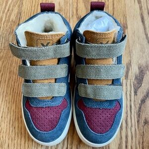 Veja Kids Sneakers in Blue, Burgundy, and Tan New in Box